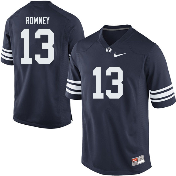 Men #13 Baylor Romney BYU Cougars College Football Jerseys Sale-Navy